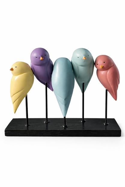 Wooden Bird Showpiece Modern Minimalist Home Decor Tabletop Decorative Figurin Pastel Sculpture Accent