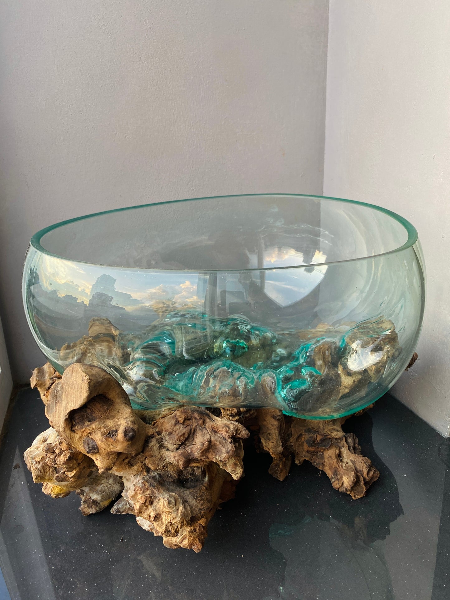Molten Glass on polished teak Driftwood-Oceanbowl(xlarge)