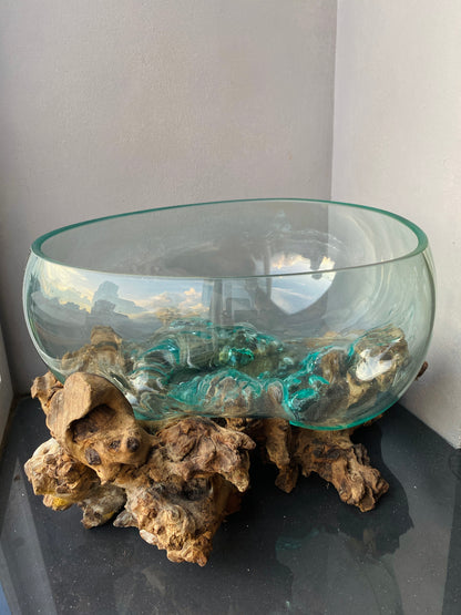 Molten Glass on polished teak Driftwood-Oceanbowl(xlarge)