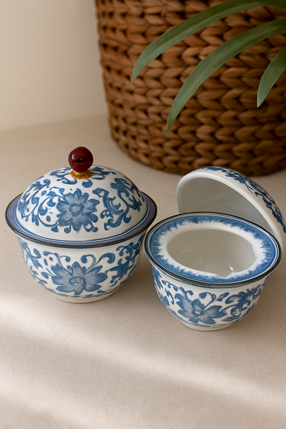 Blue&white Chinese Porcelain Tea kitchen floral Jars With Lids –  Ceramic Tea Storage Canisters Airtight Container for Loose Tea, Sugar, Herbs