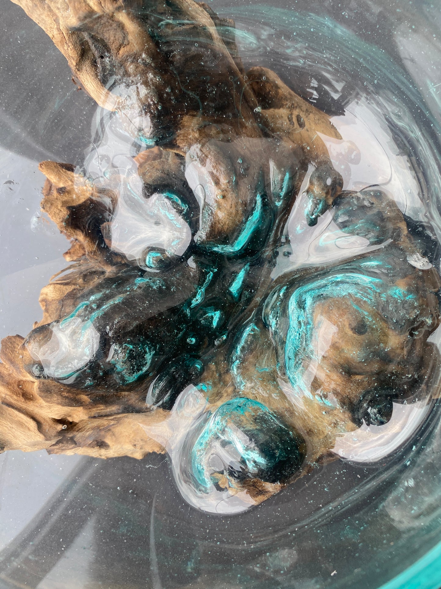 Molten Glass on polished teak Driftwood-Oceanbowl(small)