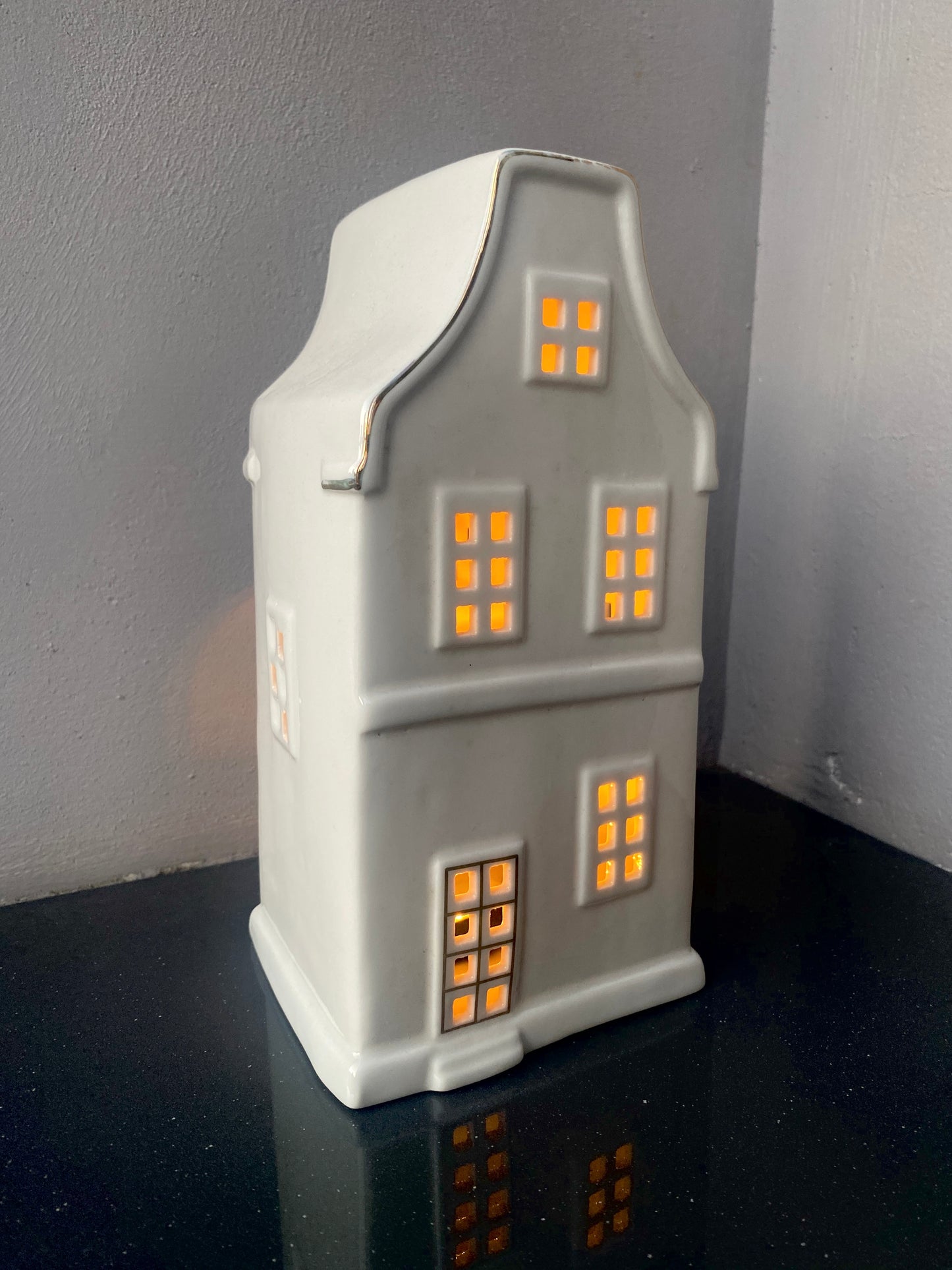 Amsterdam canal house themed Ceramic Tealight Candle White Christmas Home Decor big size Imported from netherlands