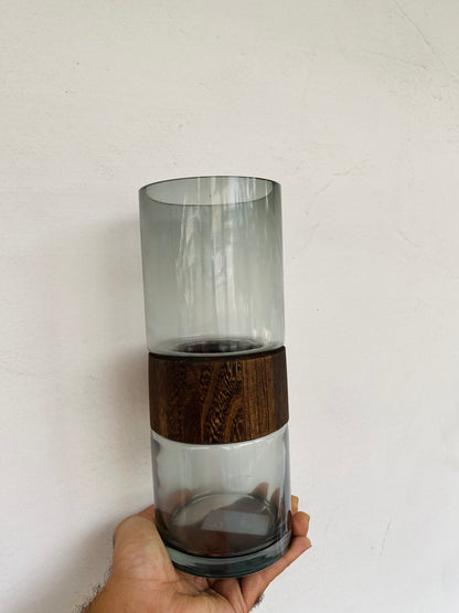 Premium Imported Designer black wood Glass Vase showpiece– Limited Edition