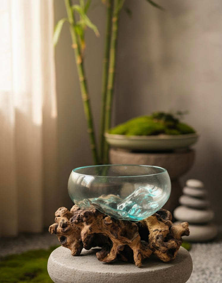 Molten Glass on polished teak Driftwood(medium)