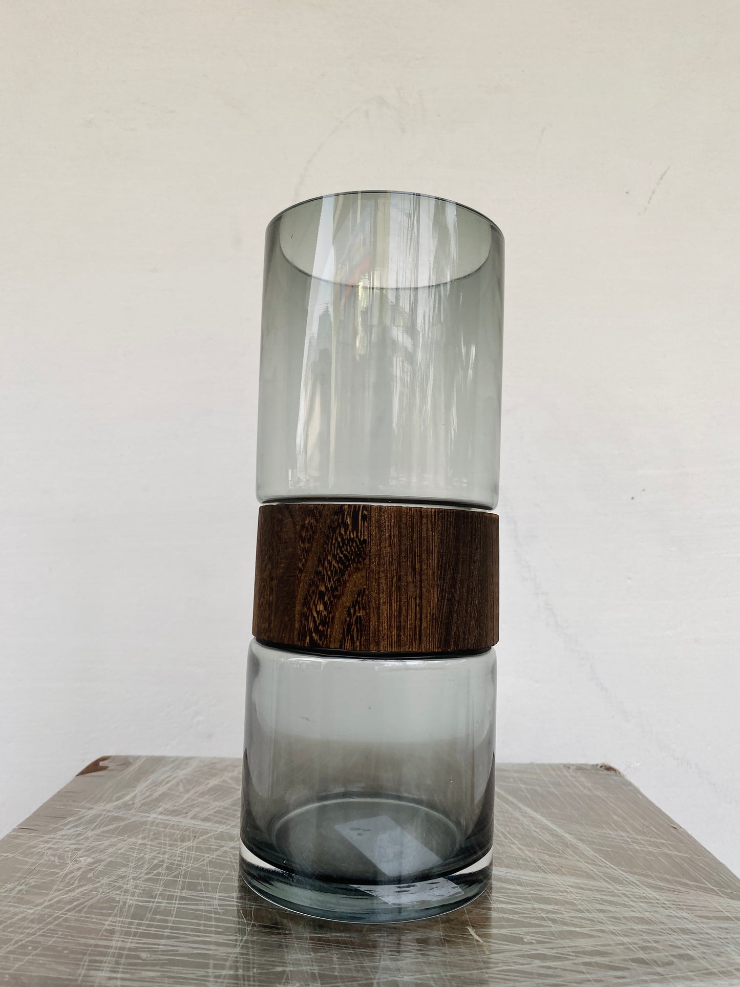 Premium Imported Designer black wood Glass Vase showpiece– Limited Edition