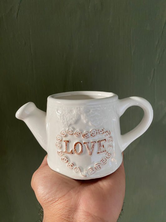 Love watering can themed ceramic planter