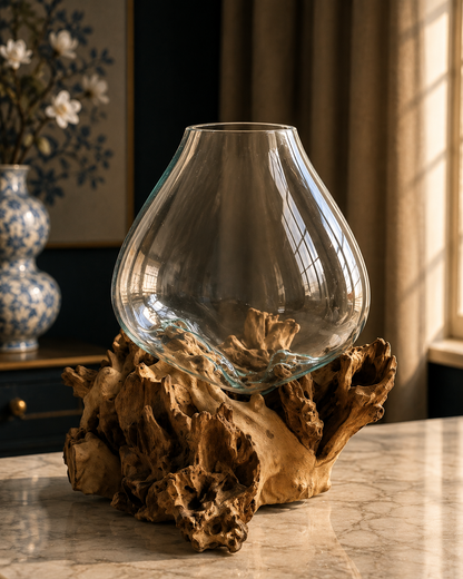 Wavecrest Molten Glass on Driftwood-Model 1