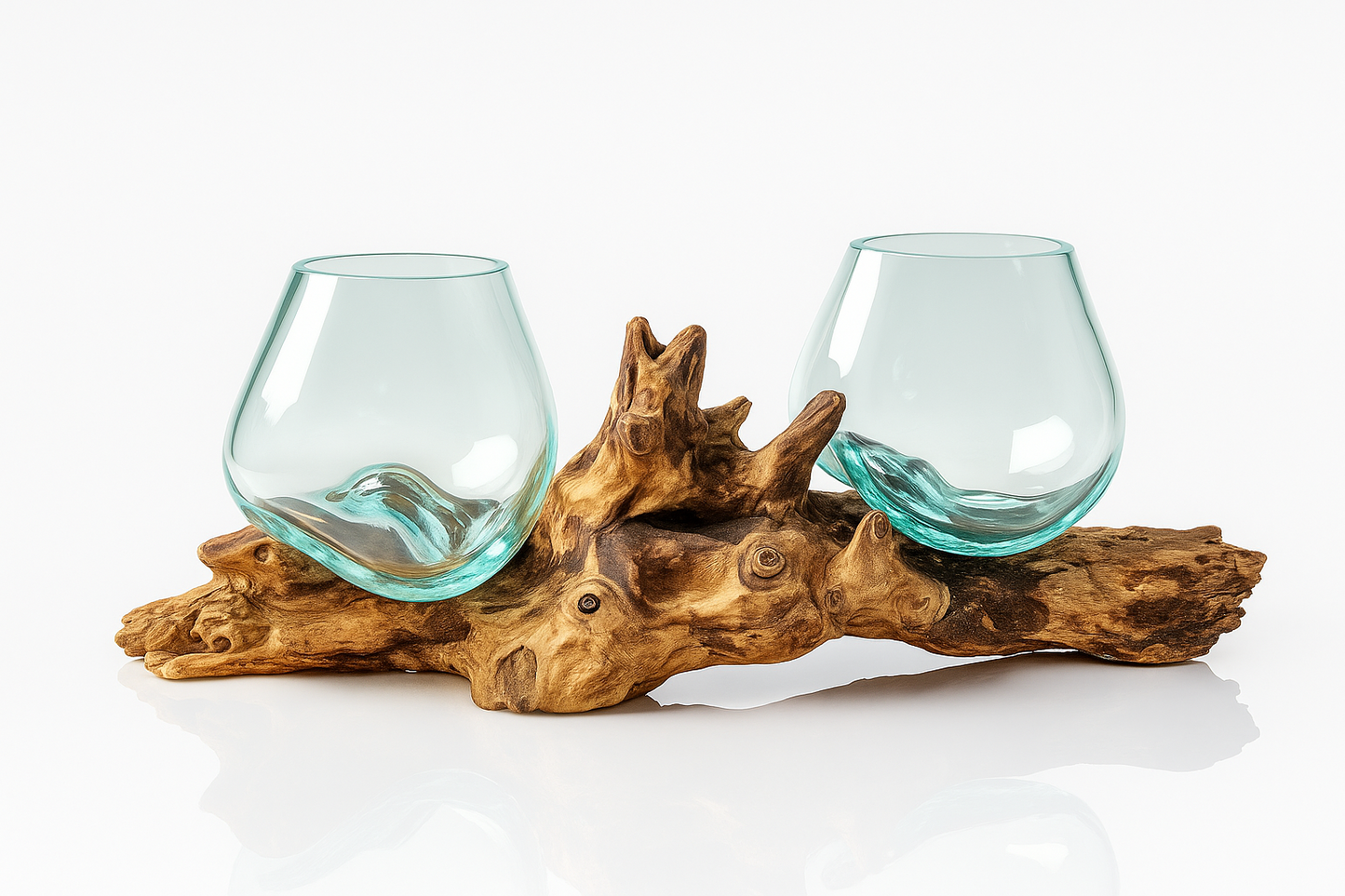 Two Molten Glass on Driftwood base(Pre-order)