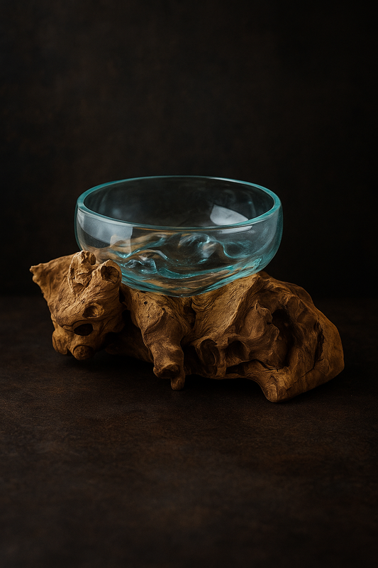 Molten Glass on polished teak Driftwood-Oceanbowl