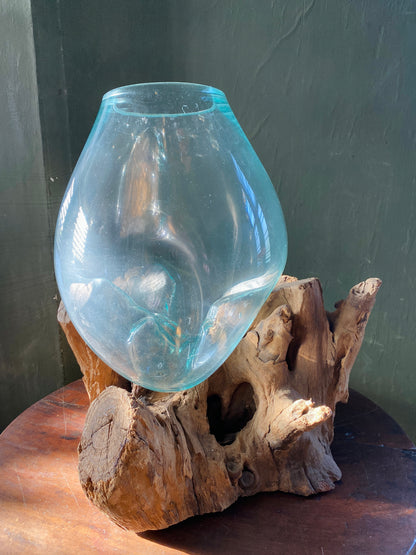 Molten Glass on teak Driftwood-wavecrest large
