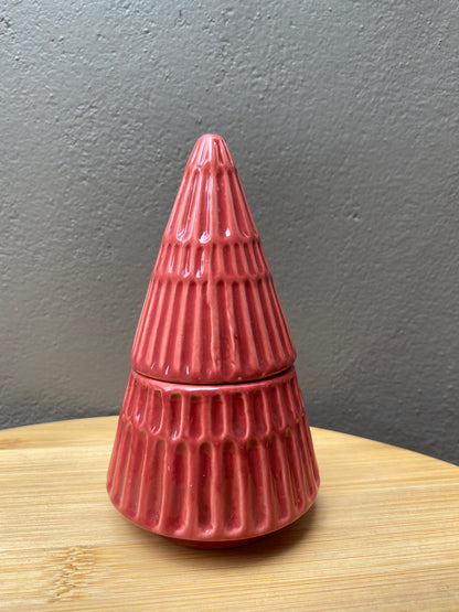 Ceramic Red Two-Piece Tree Showpiece – 11cm Height, Premium Holiday Decoration for Home Décor, Gifting & Tabletop Display