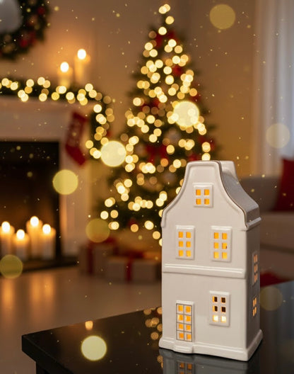 Amsterdam canal house themed Ceramic Tealight Candle White Christmas Home Decor big size Imported from netherlands