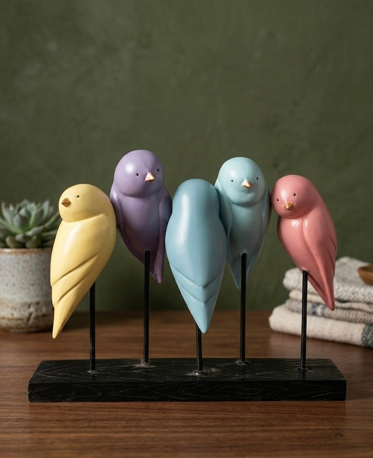 Wooden Bird Showpiece Modern Minimalist Home Decor Tabletop Decorative Figurin Pastel Sculpture Accent