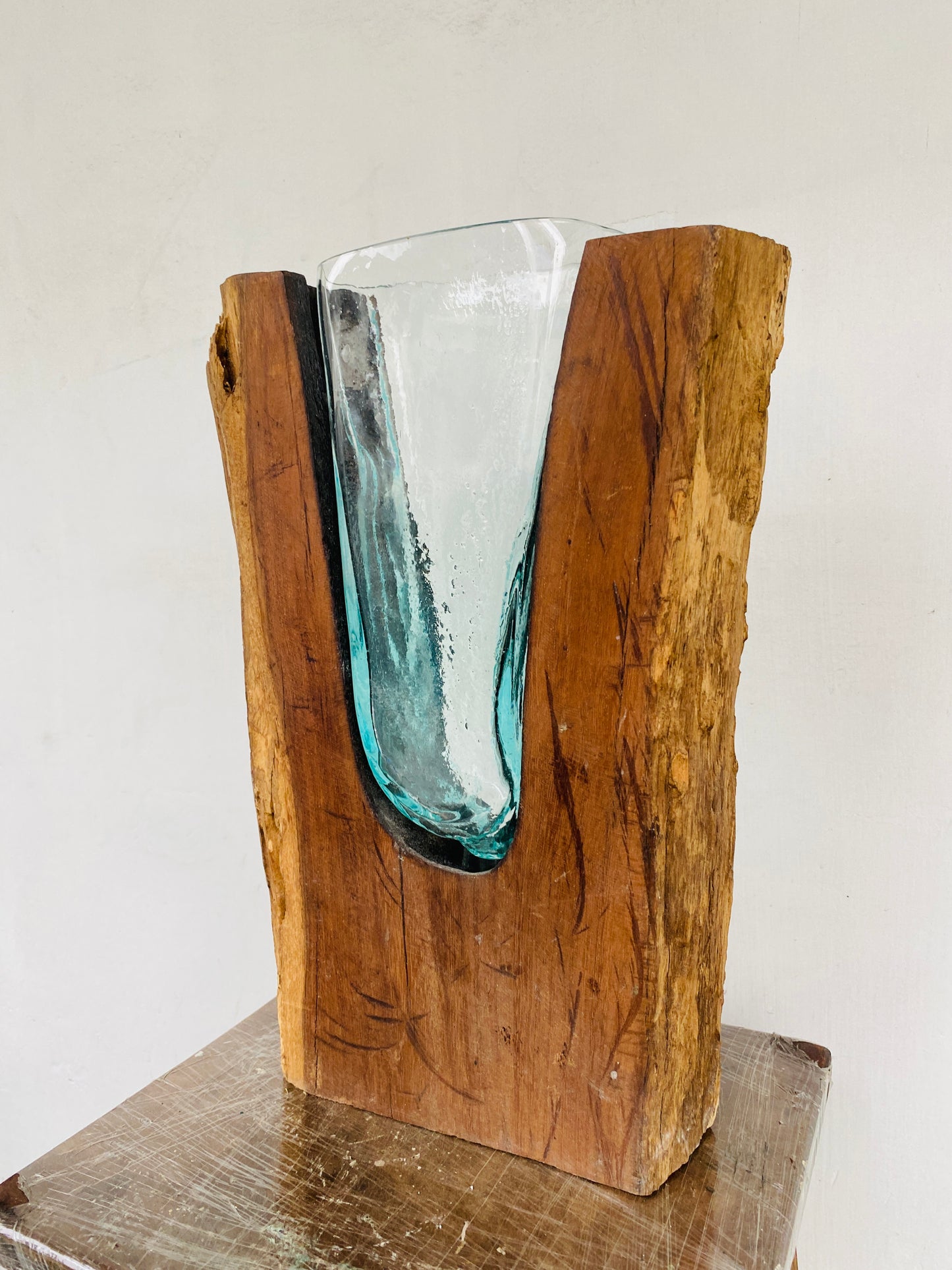 Molten Glass on teak Driftwood(Forestwall)