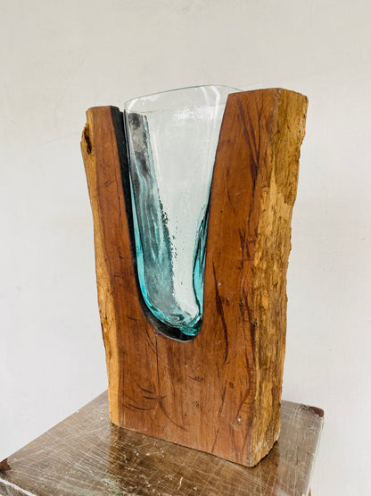 Molten Glass on teak Driftwood(Forestwall)