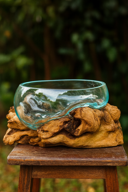 Molten Glass on teak Driftwood-Oceanbowl(large)