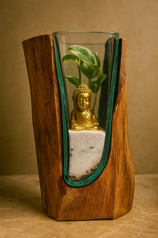 Molten Glass on polished teak Driftwood-forestwall