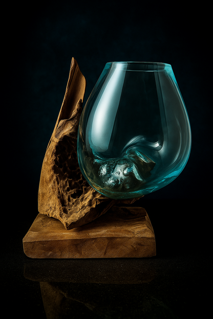 Molten Glass on polished teak Driftwood(rare limited edition)