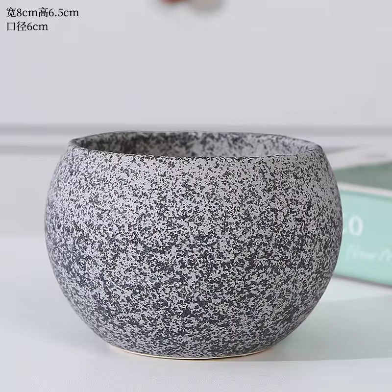 Black textured ceramic planter