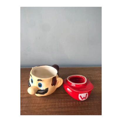 Mario ceramic coffee mug with lid