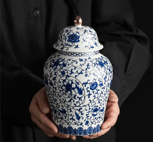 Blue&white Chinese Porcelain Tea Jars With Lids –  Ceramic Tea Storage Canisters Airtight Container for Loose Tea, Sugar, Herbs