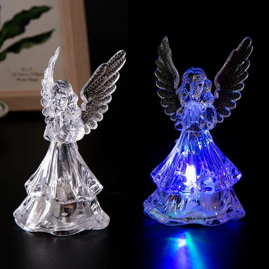 (Buy 1 get 1 free) Acrylic LED Angel Figurine - Multi-Color Changing Light Perfect Christmas Decor and Gift