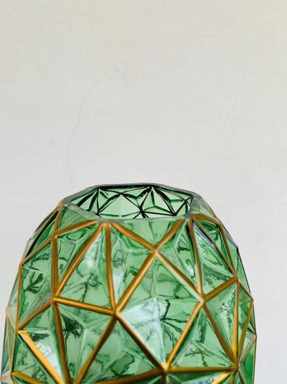 Premium Imported Designer Green Glass Vase showpiece– Limited Edition