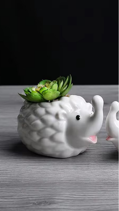Hedgehog shaped ceramic planter pot