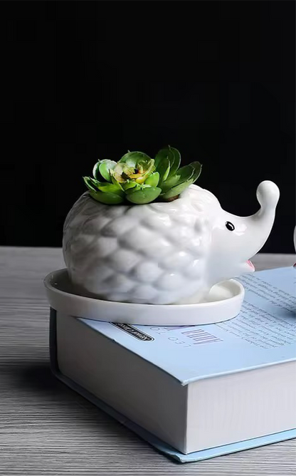 Hedgehog shaped ceramic planter pot
