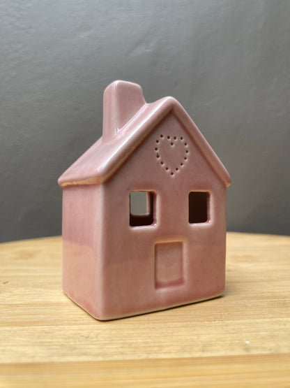 Pink ceramic small candle holder