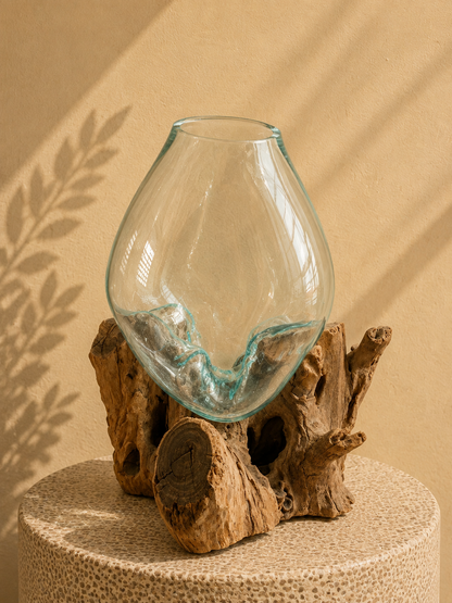 Molten Glass on teak Driftwood-wavecrest large