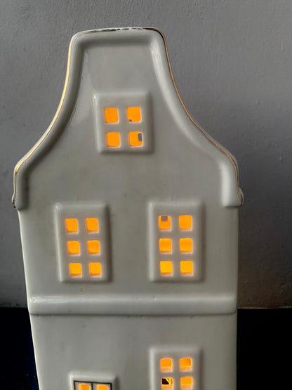 Amsterdam canal house themed Ceramic Tealight Candle White Christmas Home Decor big size Imported from netherlands