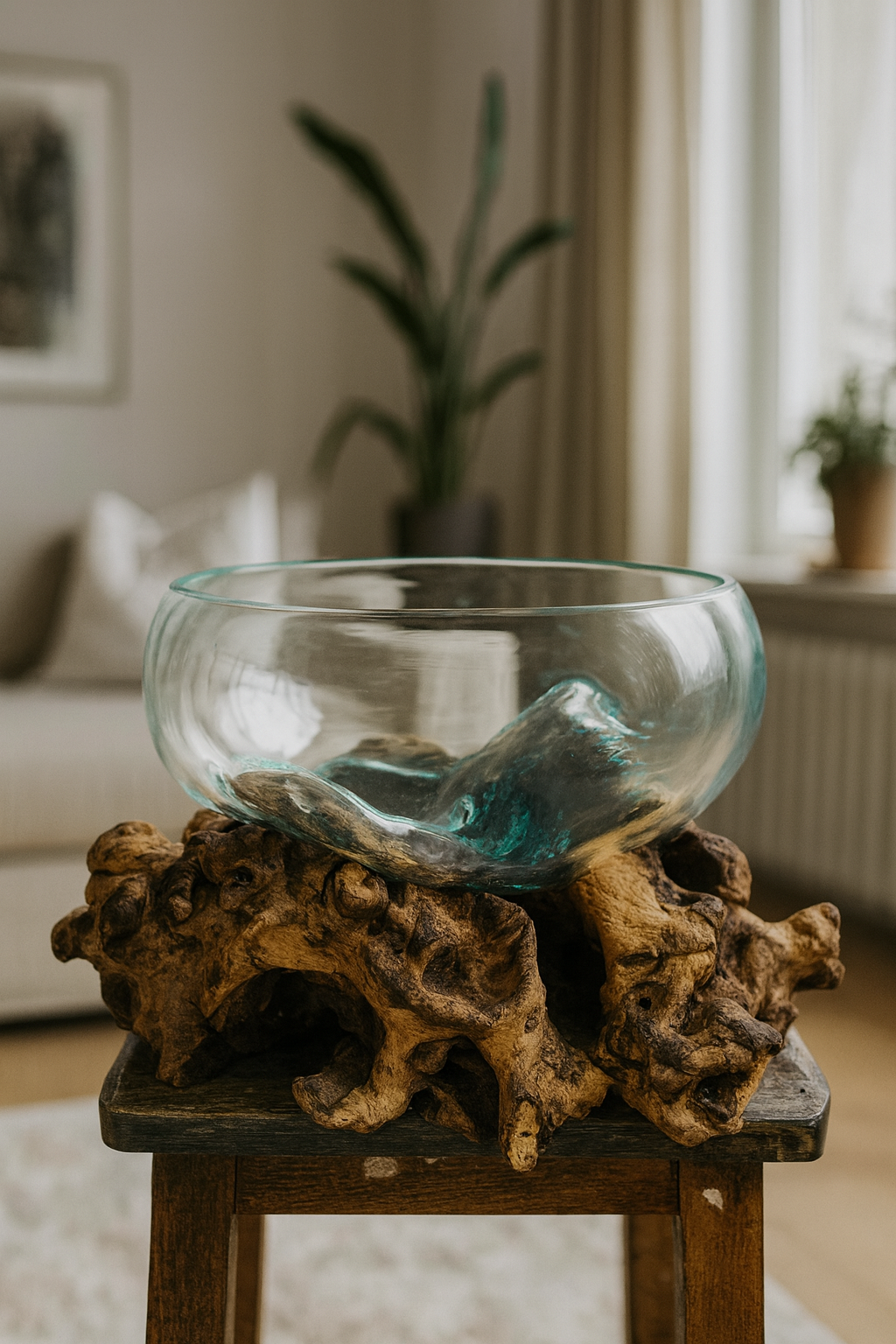 Molten Glass on polished teak Driftwood(medium)