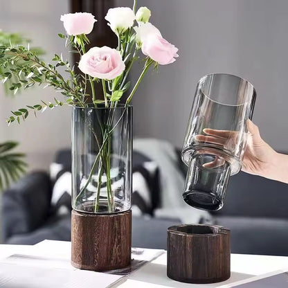Premium Imported Designer black wood Glass Vase showpiece 02– Limited Edition