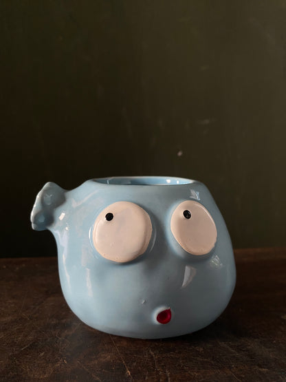 Blue fish ceramic planter