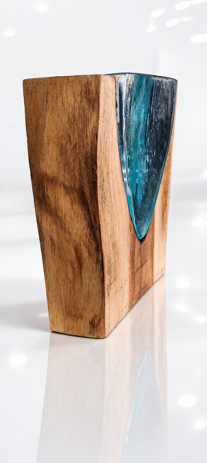 Small Molten Glass on teak Driftwood-forestwall