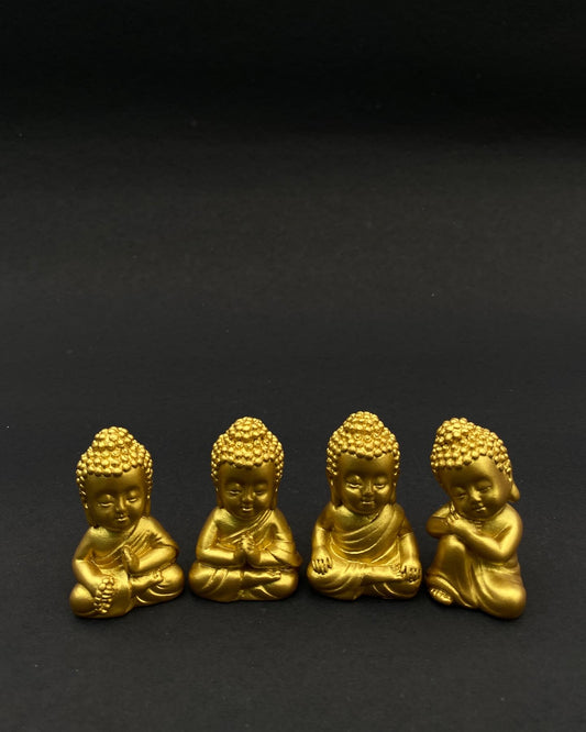 Set of 4 buddha polystone miniatures