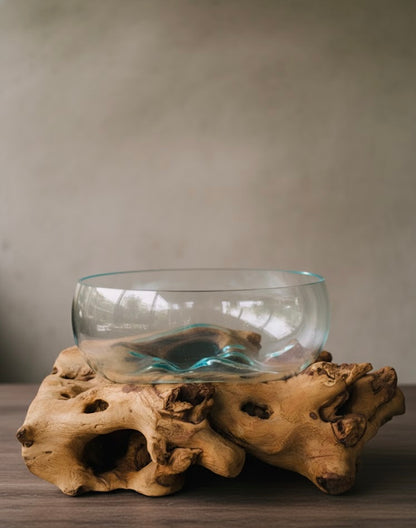 Molten Glass on teak Driftwood-Oceanbowl(large)