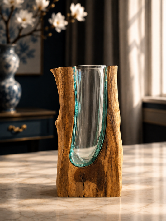 Small Molten Glass on natural Driftwood-forestwall