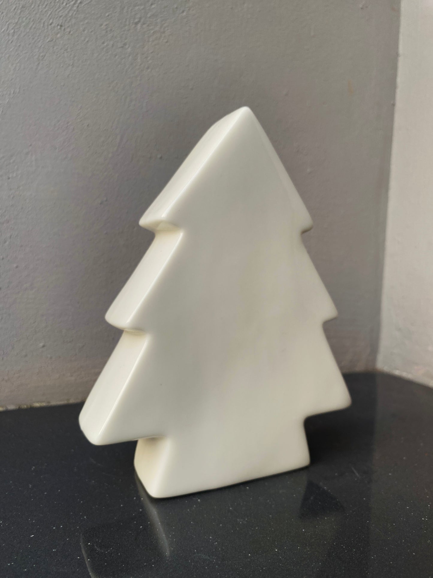 White Ceramic Christmas Themed Tree Miniature showpiece Figurine Festive Tabletop Decor Holiday Home Decoration Gift