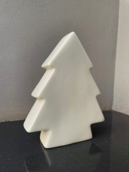 White Ceramic Christmas Themed Tree Miniature showpiece Figurine Festive Tabletop Decor Holiday Home Decoration Gift