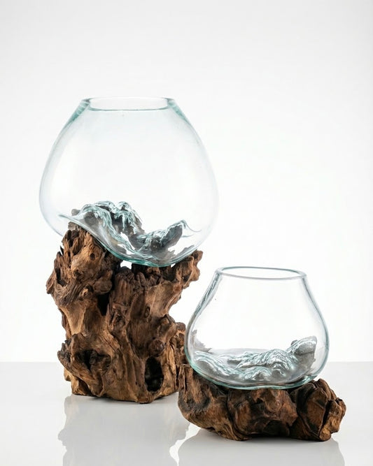 Molten Glass on teak Driftwood-Wavecrest (Pre-order)