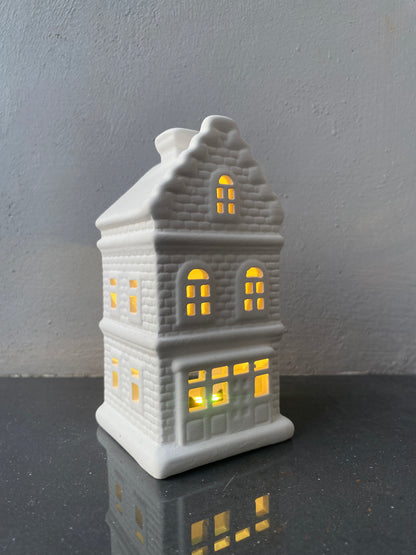 Amsterdam canal house themed Ceramic Tealight Candle White Christmas Home Decor Imported from netherlands