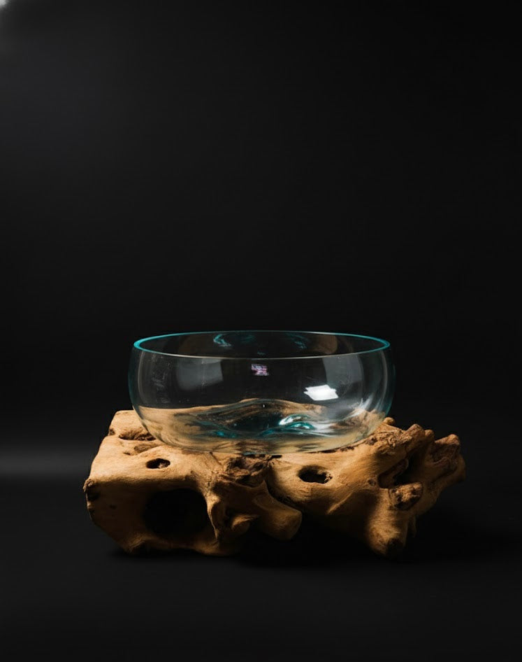 Molten Glass on teak Driftwood-Oceanbowl(large)