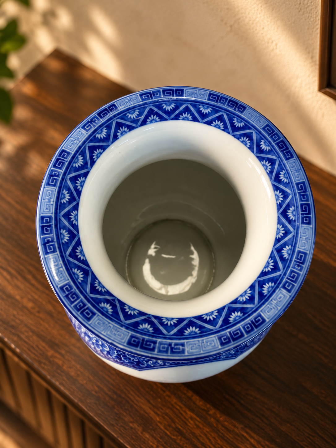 Blue & White Ceramic Vase – Ornamental Panel Design