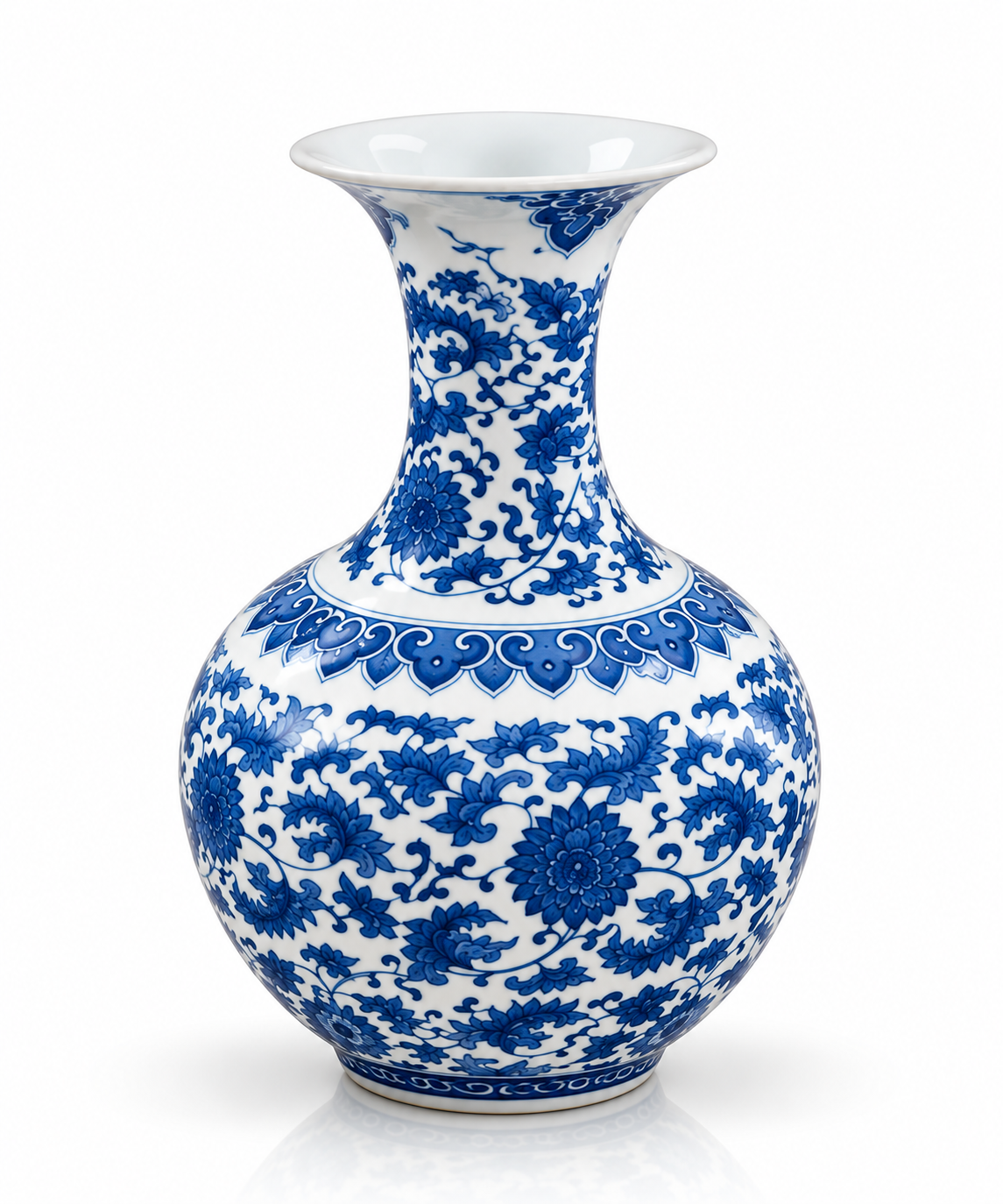 Blue & White Floral Ceramic Vase – 3 Sizes