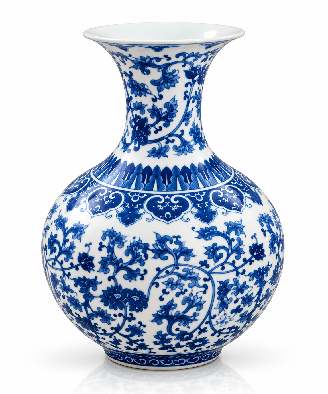 Blue & White Floral Ceramic Vase – 3 Sizes