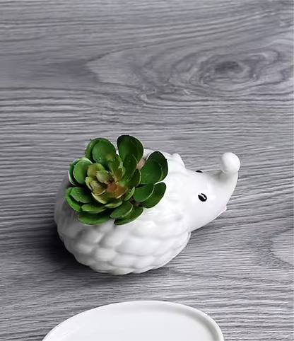 Hedgehog shaped ceramic planter pot