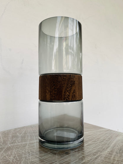 Premium Imported Designer black wood Glass Vase showpiece– Limited Edition