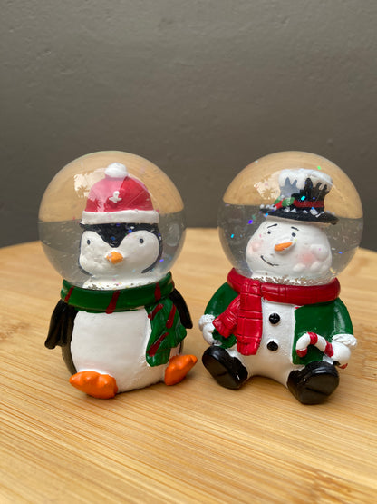 Penguin and Snowman Snow Globe Combo - Perfect Christmas Decor & Gifting Set